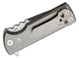 Chaves Ultramar TAK Flipper Knife 2.75" M390 Belt Satin Drop Point Blade, Stonewashed Titanium Handles - TAK/RDP/SWTI/BF - Gear Supply Company