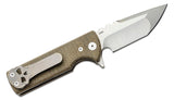 Chaves Ultramar TAK Flipper Knife 2.75" M390 Belt Satin Compound Tanto Blade, Green Canvas Micarta Handles - TAK/RT/GCM/BF - Gear Supply Company