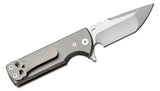 Chaves Ultramar TAK Flipper Knife 2.75" M390 Tanto Blade, Stonewashed Titanium Handles - TAK/RT/SWTI/BF - Gear Supply Company