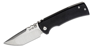 Chaves Ultramar Redencion 229 Folding Knife 3.625" M390 Belt Satin Compound Tanto Blade, Black G10 and Stonewashed Titanium Handles - 229/RT/BG10/BF - Gear Supply Company