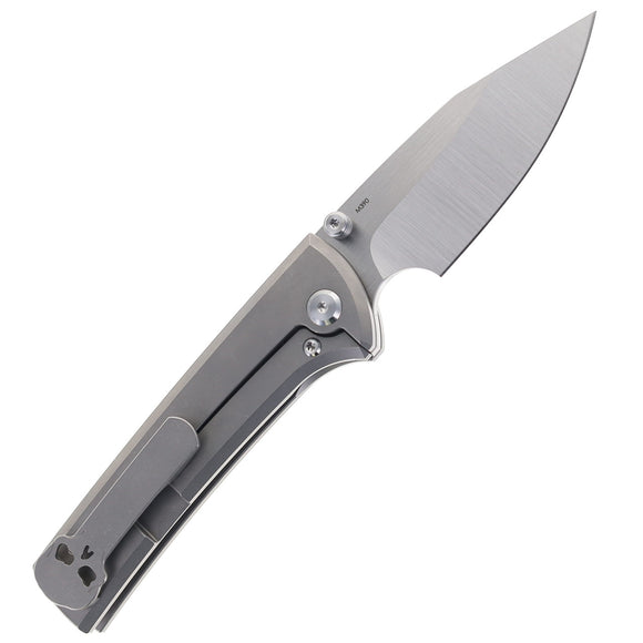 Chaves Knives Scapegoat Street Folding Knife 3.5” Bohler M390 Spear Point Satin Blade, Grey Stonewash Handle - ST/SG/SWTI/BF - Gear Supply Company