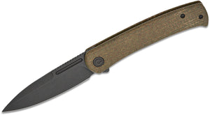 CIVIVI Knives Caetus Liner Lock Flipper Knife 3.48" 14C28N Black Stonewashed Spear Point Blade, Green Burlap Micarta Handles - C21025C-3 - Gear Supply Company