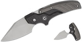 CIVIVI Knives Typhoeus Folding Push Dagger Fixed Blade Knife 2.27" 14C28N Stonewashed Clip Point Blade, Black and Gray Aluminum Handles, Leather Sheath - C21036-3 - Gear Supply Company