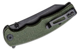 CIVIVI Knives P87 Flipper Knife 2.9" Nitro-V Black Stonewashed Reverse Tanto Blade, Green Micarta Handles, Liner Lock -  C21043-3 - Gear Supply Company