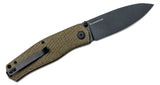 CIVIVI Knives Ray Laconico Sokoke Front Flipper Knife 3.35" 14C28N Black Stonewashed Drop Point Blade, Green Burlap Micarta Handles, Liner Lock - C22007-2 - Gear Supply Company
