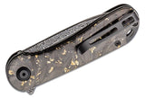 CIVIVI Knives Elementum Flipper Knife 2.96" Damascus Blade, Contoured Gold Shred Carbon Fiber Handles, Liner Lock -  C907C-DS1 - Gear Supply Company