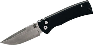 Chaves Knives/Pro-Tech Redencion 229 AUTO Folding Knife 3.375" S35VN Stonewashed Tanto Blade - Black Aluminum Handle