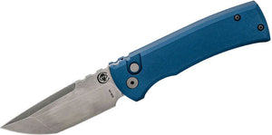 Chaves Knives/Pro-Tech Redencion 229 AUTO Folding Knife 3.375" S35VN Stonewashed Tanto Blade - Blue Aluminum Handle