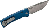 Chaves Knives/Pro-Tech Redencion 229 AUTO Folding Knife 3.375" S35VN Stonewashed Tanto Blade - Blue Aluminum Handle