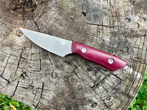 Edge Knife Works Exclusive Mini Huntsman Magnacut Steel Fixed Blade Knife With Maroon Richlite Handle - EKW0002