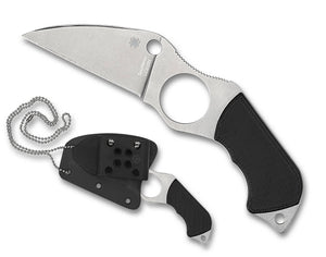 Spyderco Sal Glesser Swick 6 Small Hole Fixed Blade Knife 2.73" Wharncliffe Plainedge Black G10 Handles - FB14P6 - Gear Supply Company