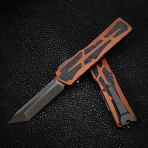 Heretic Knives Colossus DLC T/E, Root Beer handle, Black Clip & Hardware H040-6A-RB - Gear Supply Company