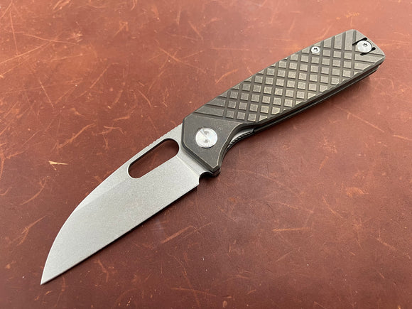 Modded -Asher Spiro Ti - Liner Lock - Crosshatch