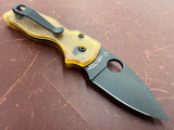 *Modded* Ultem - Spyderco Lil’ Native G-10 Black/Black Blade PlainEdge Knife - C230GPBBK - Gear Supply Company