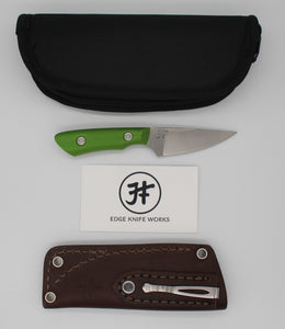 Edge Knife Works Exclusive Mini Huntsman Magnacut Steel Fixed Blade Knife With Green G-10 Handle – EKW0005