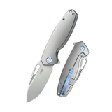Kubey Tityus Frame Lock Flipper Folding Knife Gray 6AL4V Contoured Titanium Handle 3.39" Bead Blasted 14C28N - KB360A - Gear Supply Company