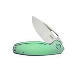 Kubey Tityus Frame Lock Flipper Folding Knife Green 6AL4V Contoured Titanium Handle 3.39" Bead Blasted 14C28N - KB360B - Gear Supply Company