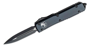 Microtech Ultratech Tactical AUTO OTF Knife 3.46" Black Double Edge Dagger Blade, Black Aluminum Handles - 122-1T - Gear Supply Company