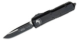 Microtech UTX-85 Tactical AUTO OTF Knife 3" Black Drop Point Plain Blade, Black Aluminum Handles - 231-1T - Gear Supply Company