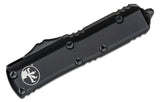 Microtech UTX-85 Tactical AUTO OTF Knife 3" Black Drop Point Plain Blade, Black Aluminum Handles - 231-1T - Gear Supply Company