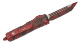Microtech Signature Series UTX-85 AUTO OTF 3" Red Camo Tanto Serrated Blade, Red Camo Aluminum Handles -  233-1RCS