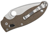 Spyderco Manix 2 Ball Bearing Lock Folding Knife 3.37" CPM-CruWear Satin Plain Blade, Brown Canvas Micarta Handles - C101MPCW2 - Gear Supply Company