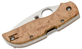 Spyderco Chaparral Lockback Folding Knife 2.79" Satin Plain Blade, Birdseye Maple Handles, - C152WDP - Gear Supply Company