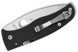 Spyderco Bodacious Compression Lock Folding Knife 3.66" S30V Stonewashed Leaf Shaped Plain Blade, Smooth Black G10 Handles - C263GP - Gear Supply Company