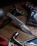 Chaves Ultramar Scapegoat Street Folding Knife 3.5” Bohler M390 Spear Point Satin Blade, Grey Stonewash Handle - ST/SG/SWTI/BF - Gear Supply Company