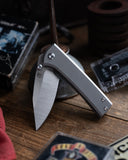 Chaves Ultramar Scapegoat Street Folding Knife 3.5” Bohler M390 Spear Point Satin Blade, Grey Stonewash Handle - ST/SG/SWTI/BF - Gear Supply Company