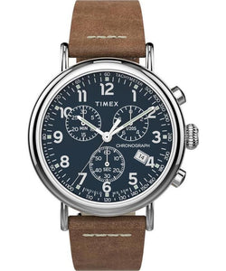 Standard Chrono 41mm Silver-tone Case Blue Dial Brown Leather Strap TW2T68900VQ - Gear Supply Company