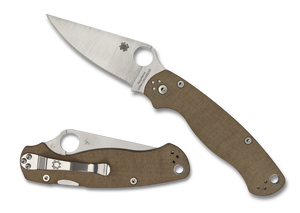 Spyderco Para Military 2 CPM CRU-WEAR Blade Brown Canvas Micarta Handle - C81MPCW2 - Gear Supply Company