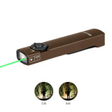 Olight Arkfeld Flat Flashlight with Green Laser & Cool White Light – Desert Tan - Gear Supply Company