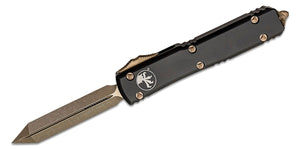 Microtech Ultratech Spartan Bronze Apocalyptic Double Edge Tanto Blade, Black Handle - 223-13AP - Gear Supply Company
