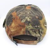 Mossy Oak Gear Supply Company Logo Velcro Back Black With Dark Camo Hat With Bent Bill - Gear Supply Company
