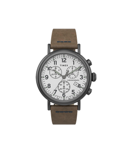 Standard Chrono 41mm Gunmetal Case White Dial Brown Leather Strap TW2T69000VQ - Gear Supply Company