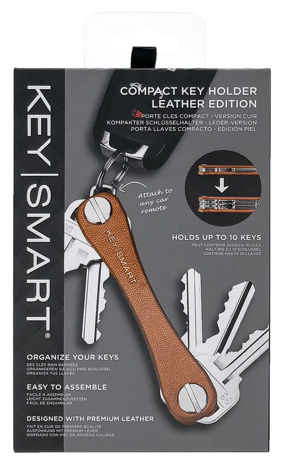 KeySmart Leather Key Holder, Tan Leather, Holds 10 Keys