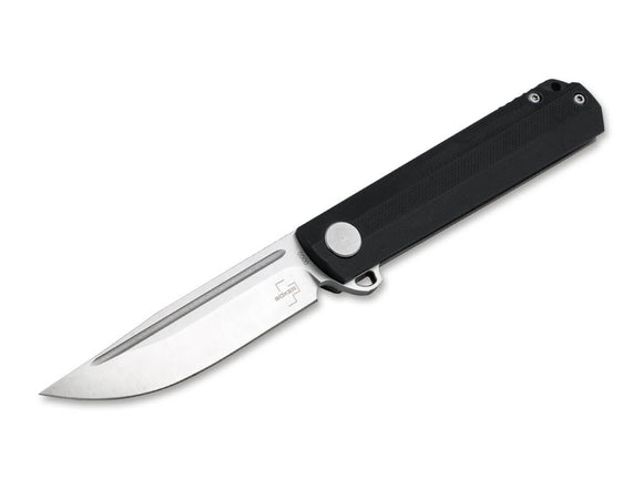 Boker Plus Cataclyst Flipper Knife 2.99 440C Satin Clip Point Blade, Black  G10 Handles - 01BO674