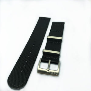 22mm 2 Piece "SB" Solid Black Seat Belt Strap - Gear Supply Company